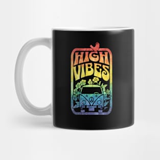 Groovy High Vibes Hipster Hippy Rainbow Mug